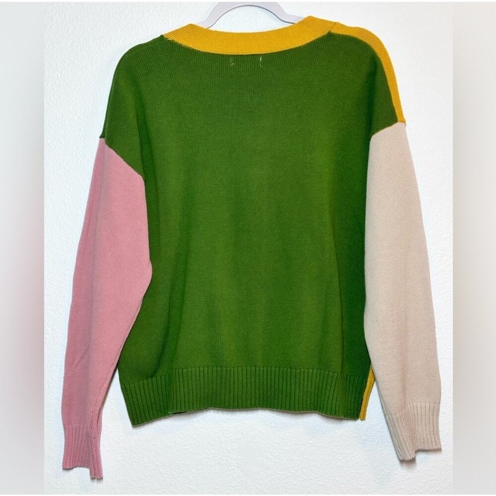 Easel Color Block Cotton Button Front Oversized M… - image 2